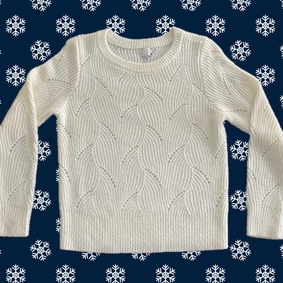 a new day, Pointelle Knit, Crew Neck, Pullover, off-white, Size S, Swirl Pattern - Picture 10 of 10